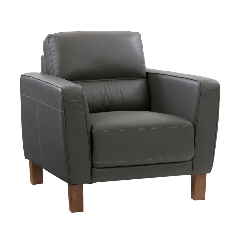 medium grey leather Leather Accent Chair Savannah Collection product image by CorLiving