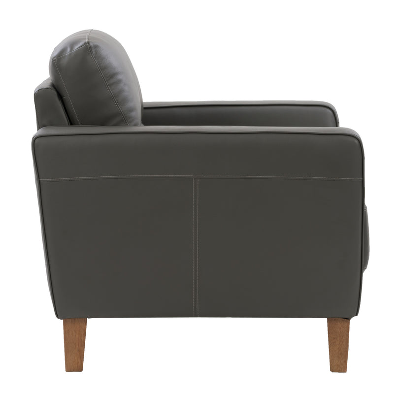 medium grey leather Leather Accent Chair Savannah Collection product image by CorLiving