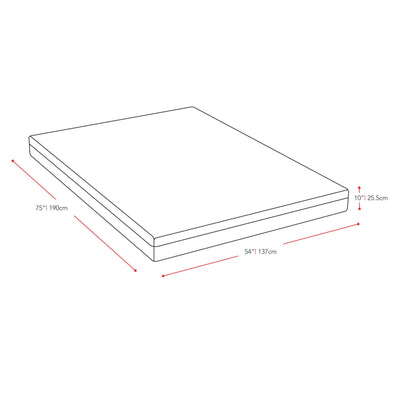 Memory Foam Mattress, Full / Double 10" measurements diagram by CorLiving