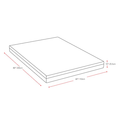 Deluxe 10" Queen Memory Foam Mattress measurements diagram by CorLiving