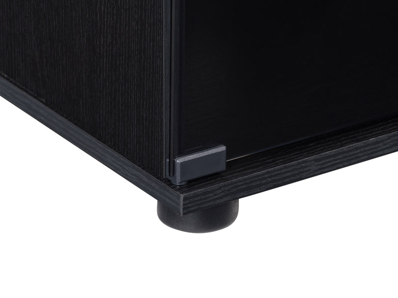 black TV Stand with Glass Doors for TVs up to 85" Fiji Collection detail image by CorLiving