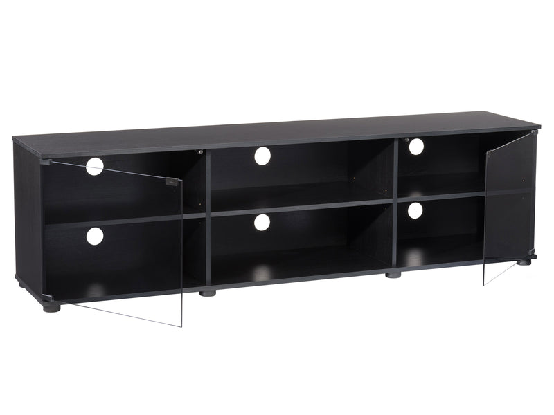 black TV Stand with Glass Doors for TVs up to 85" Fiji Collection product image by CorLiving
