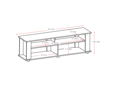 black Wood TV Stand for TVs up to 75" Bakersfield Collection measurements diagram by CorLiving#color_black