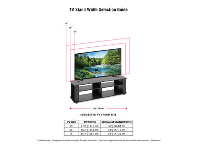 black Wood TV Stand for TVs up to 75" Bakersfield Collection diagram by CorLiving#color_black