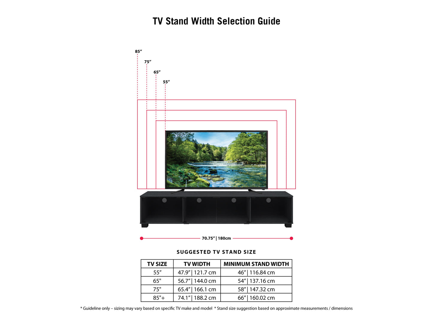Black glass TV stand with sleek design, supports TVs up to 85 inches, featuring three tempered glass shelves and chrome-finished legs, perfect for modern living rooms or entertainment centers.