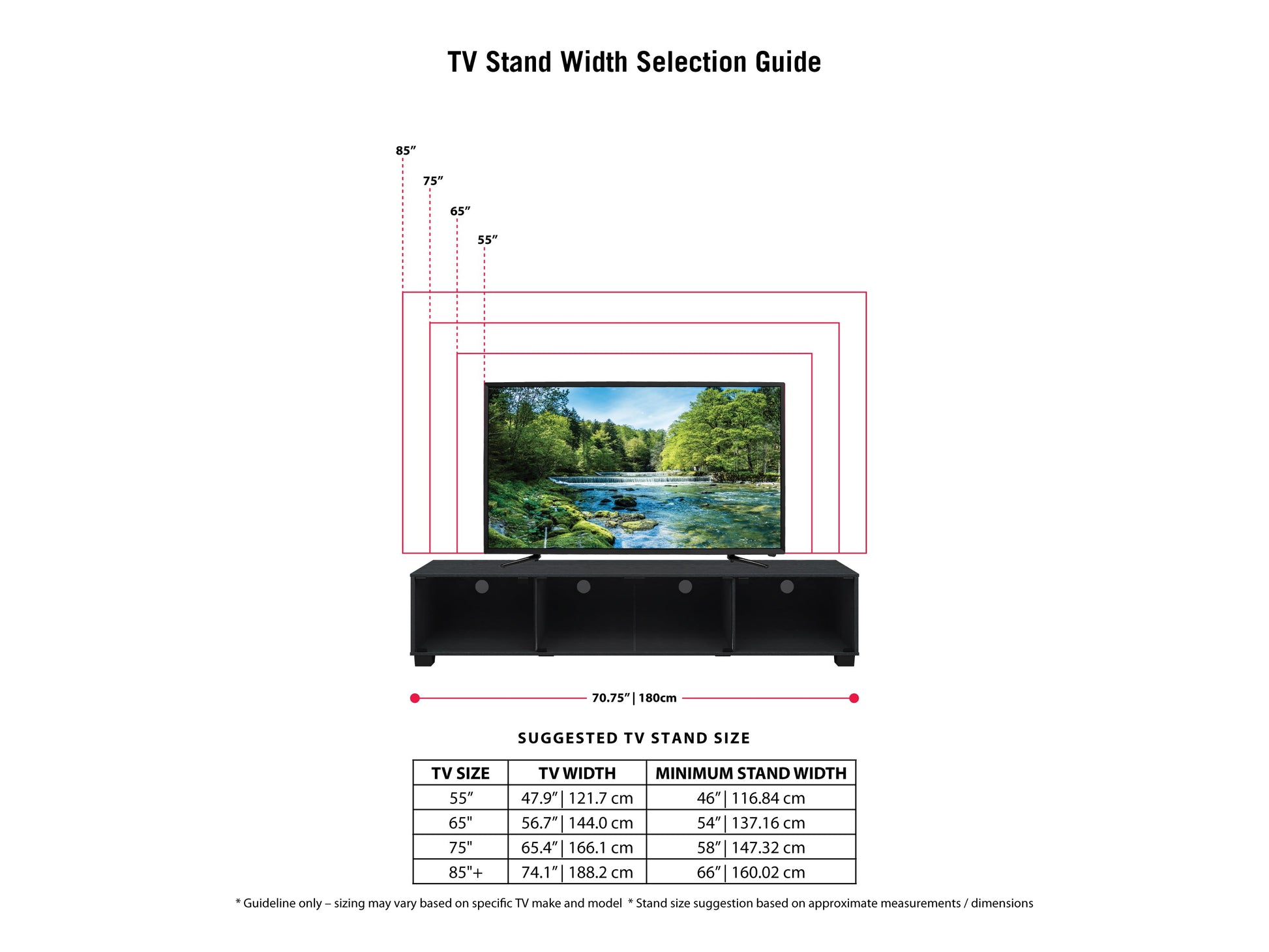 Black glass TV stand with sleek design, supports TVs up to 85 inches, featuring three tempered glass shelves and chrome-finished legs, perfect for modern living rooms or entertainment centers.