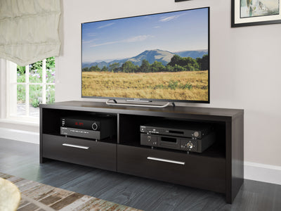 black TV Stand for TVs up to 75" Fernbrook Collection lifestyle scene by CorLiving#color_black