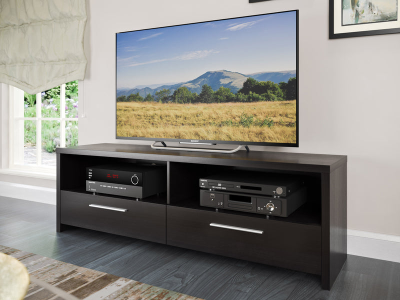 black TV Stand for TVs up to 75" Fernbrook Collection lifestyle scene by CorLiving