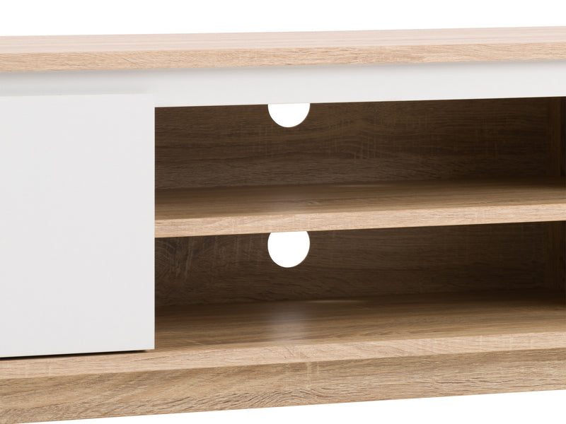 White and Brown Wood TV Stand for TVs up to 68" Fort Worth Collection detail image by CorLiving