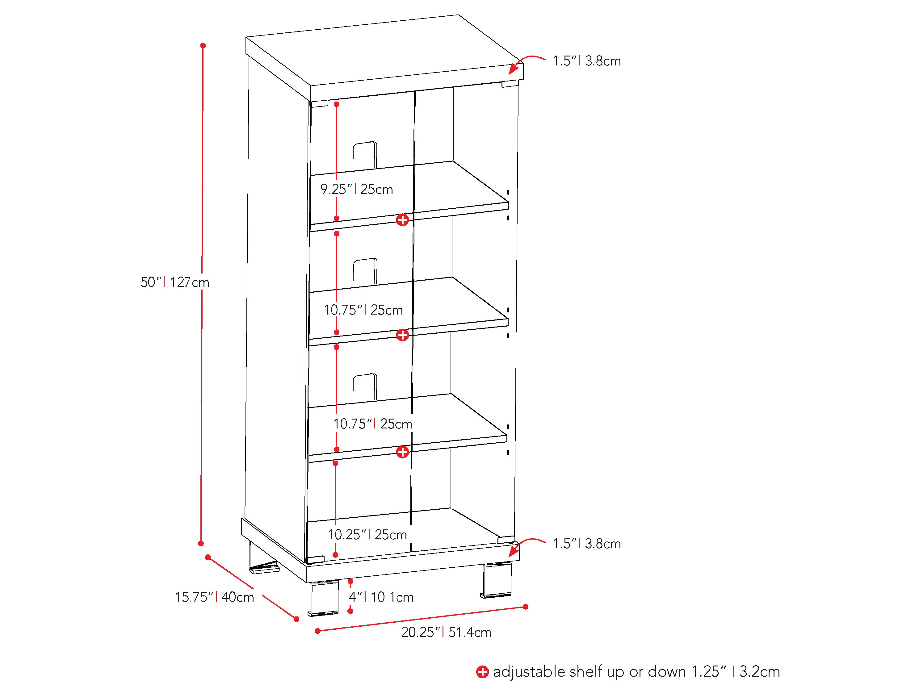 black Media Storage Cabinet Holland Collection measurements diagram by CorLiving#color_black