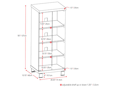 black Media Storage Cabinet Holland Collection measurements diagram by CorLiving#color_black