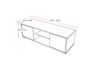 dark grey Modern TV Stand for TVs up to 55" Hollywood Collection measurements diagram by CorLiving#color_dark-grey