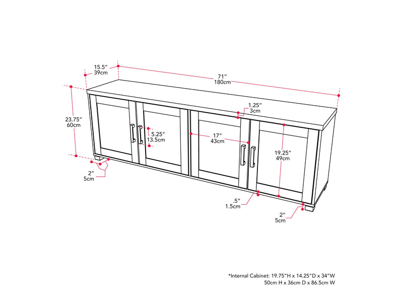 TV Stand with Doors, TVs up to 85"