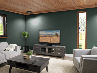 dark grey TV Cabinet with Doors for TVs up to 85" Hollywood Collection lifestyle scene by CorLiving#color_dark-grey