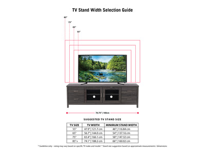 dark grey TV Cabinet with Doors for TVs up to 85" Hollywood Collection infographic by CorLiving#color_dark-grey