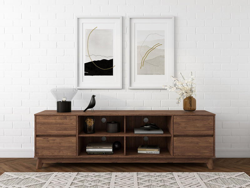 brown Modern TV Stand for TVs up to 85" Hollywood Collection lifestyle scene by CorLiving