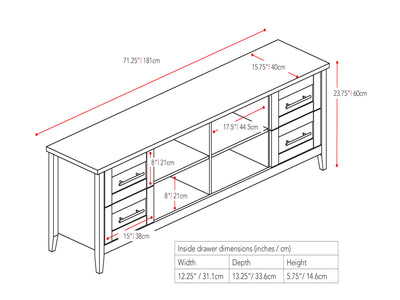 black Wide TV Stand for TVs up to 85" Jackson Collection measurements diagram by CorLiving#color_black