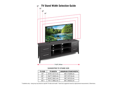 black Wide TV Stand for TVs up to 85" Jackson Collection infographic by CorLiving#color_black