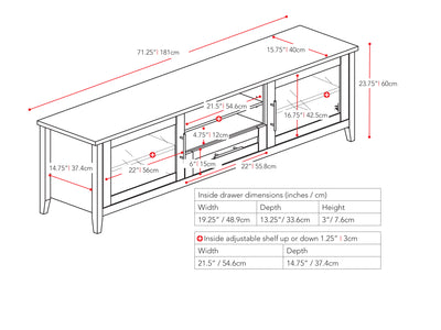 black TV Stand with Doors for TVs up to 85" Jackson Collection measurements diagram by CorLiving#color_black