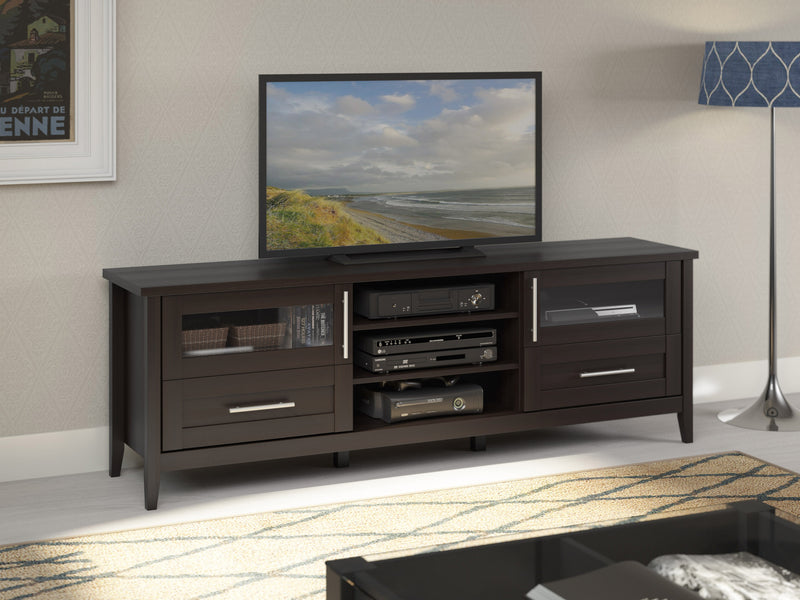 espresso Extra Wide TV Stand for TVs up to 85" Jackson Collection lifestyle scene by CorLiving