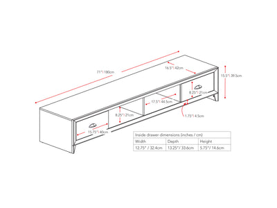 brown TV Stand for TVs up to 85" Lakewood Collection diagram measurements by CorLiving#color_modern-wenge