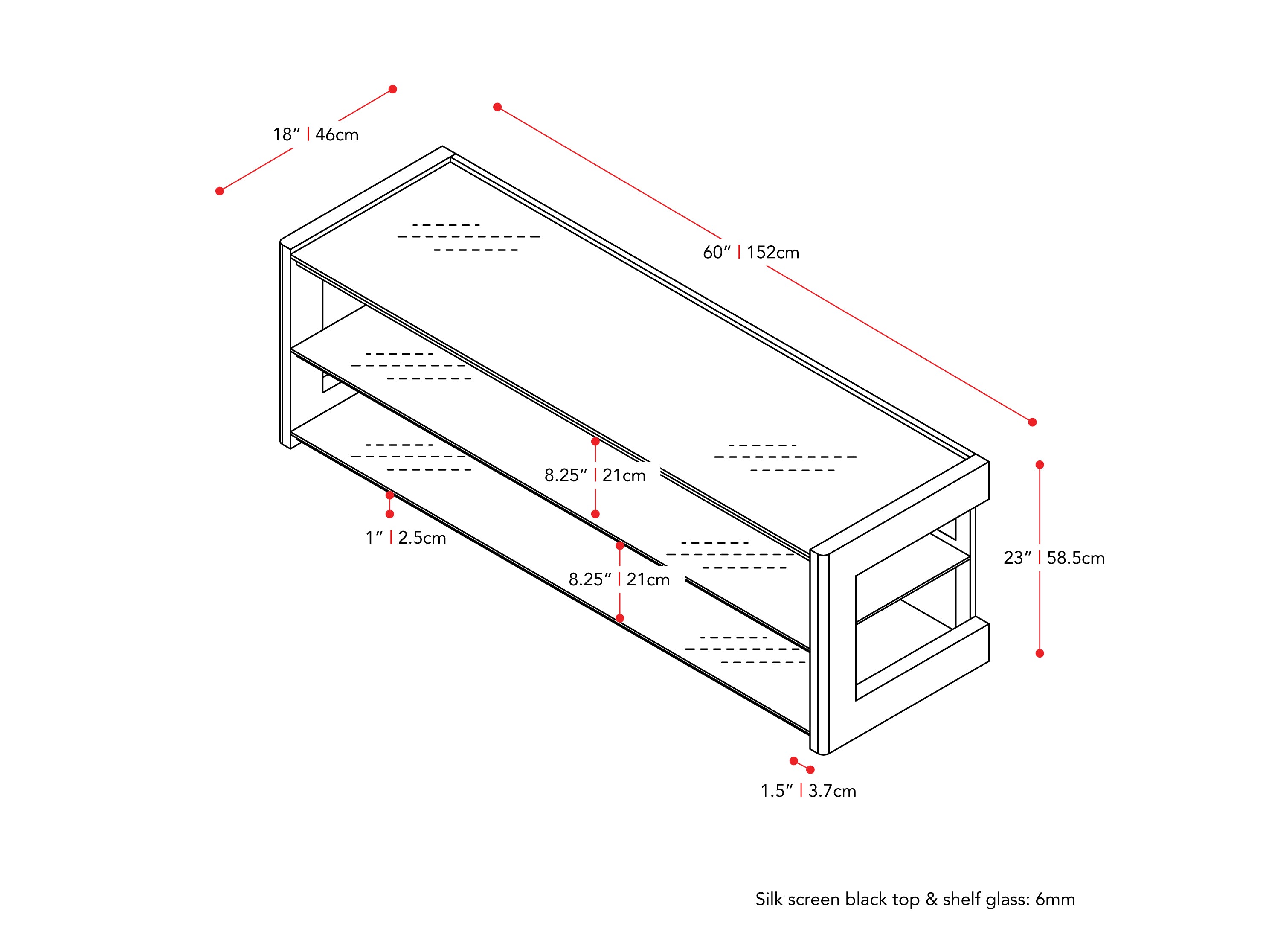 espresso Wood TV Stand for TVs up to 75" Milan Collection measurements diagram by CorLiving#color_espresso