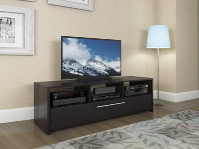 black TV Bench for TVs up to 75" Naples Collection lifestyle scene by CorLiving#color_black