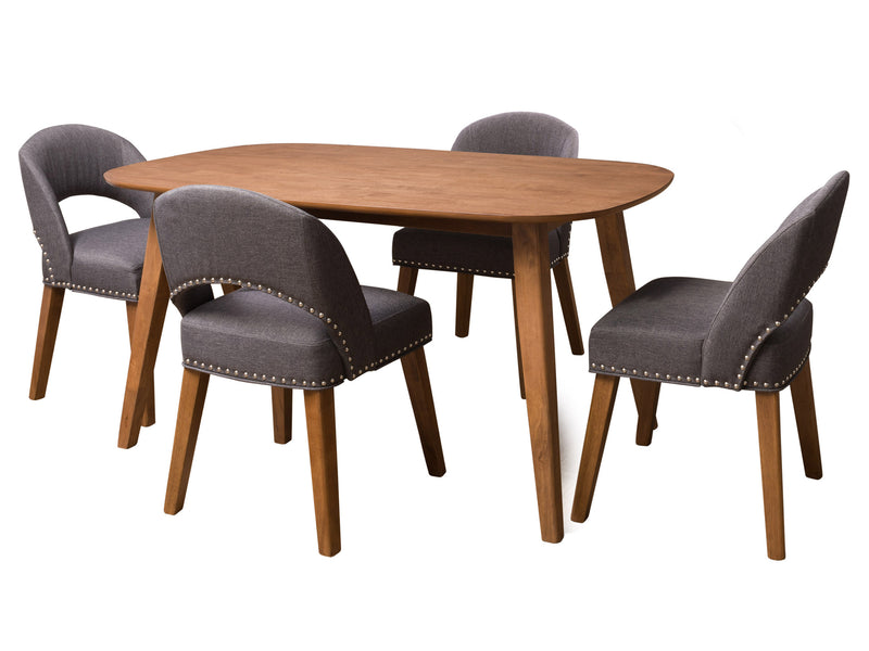 dark grey and hazelnut Mid Century Modern Dining Set, 5pc Tiffany Collection product image by CorLiving