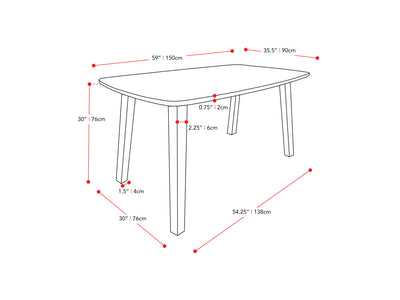 pewter grey and espresso Mid Century Modern Dining Set, 5pc Tiffany Collection measurements diagram by CorLiving#color_tiffany-pewter-grey-and-espresso