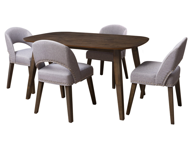 pewter grey and espresso Mid Century Modern Dining Set, 5pc Tiffany Collection product image by CorLiving