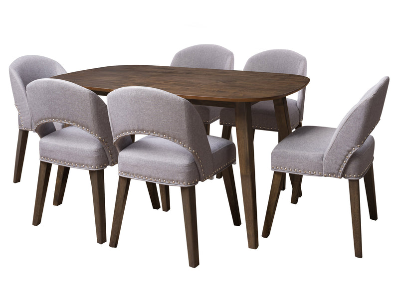 pewter grey and espresso Mid Century Modern Dining Set, 7pc Tiffany Collection product image by CorLiving