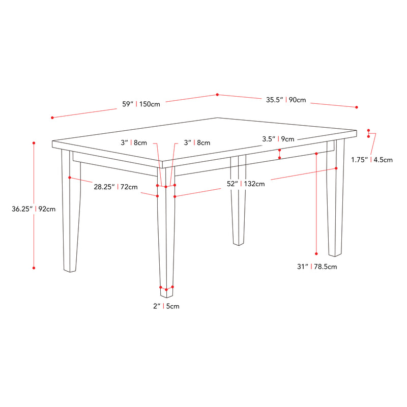 washed grey Counter Height Grey Wood Dining Table New York Collection measurements diagram by CorLiving