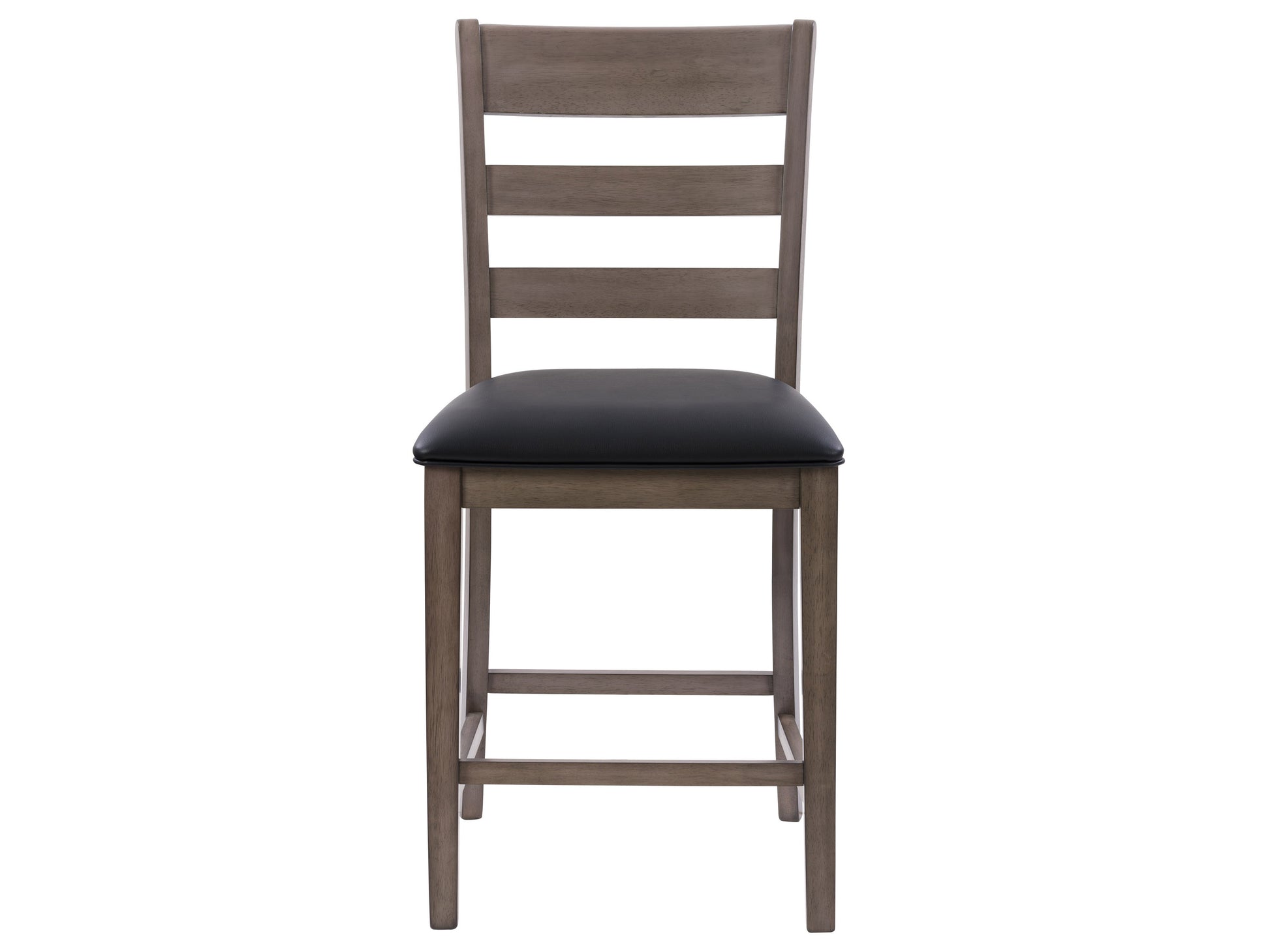 5 piece counter height dining set with a dark wood table and four cushioned chairs in beige fabric. The table features a built-in storage shelf and a sleek, modern design perfect for contemporary dining spaces.