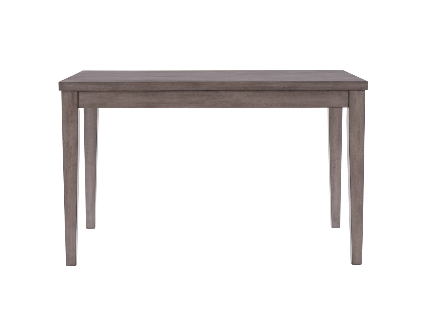 5 piece counter height dining set with dark wood table and four cushioned beige chairs, featuring a sleek, modern design, sturdy construction, and a compact size ideal for small dining spaces.