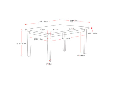 washed grey and black 5 Piece Counter Height Dining Set New York Collection measurements diagram by CorLiving#color_new-york-washed-grey-and-black