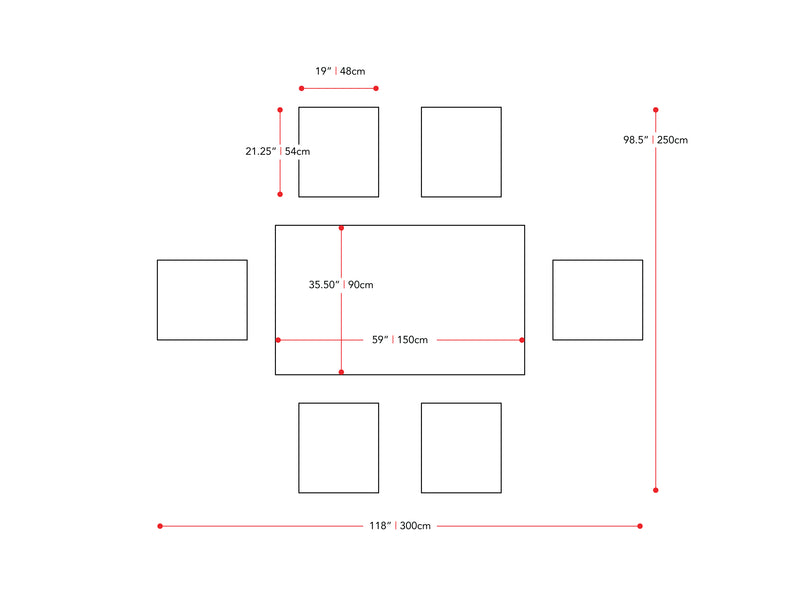 washed grey and black 7 Piece Counter Height Dining Set New York Collection measurements diagram by CorLiving