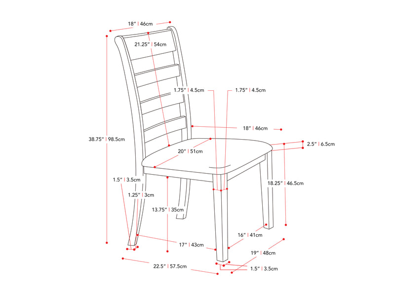 washed grey and black 5 Piece Dining Set New York Collection measurements diagram by CorLiving