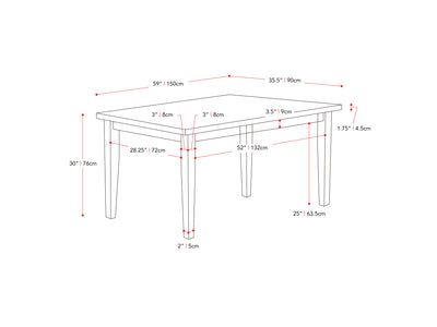 washed grey and black 5 Piece Dining Set New York Collection measurements diagram by CorLiving#color_new-york-washed-grey-and-black