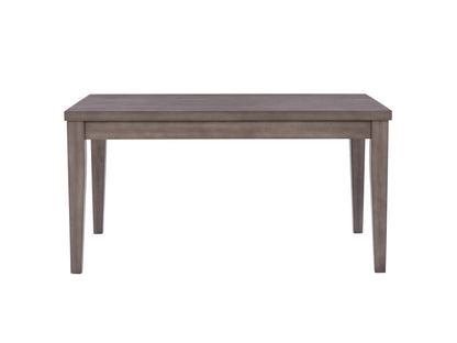 Modern 7-piece wooden dining set with a rectangular table and six matching chairs, featuring a dark walnut finish, sleek lines, and cushioned seats upholstered in beige fabric for comfort and style.