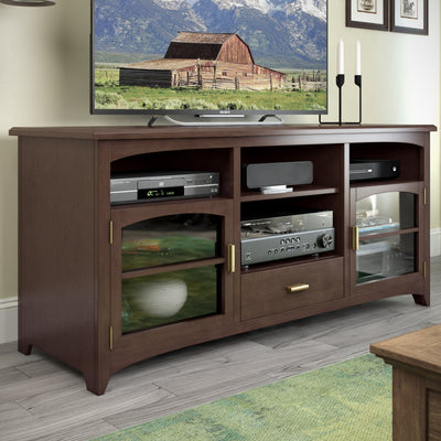 espresso TV Bench for TVs up to 75" CorLiving Collection lifestyle scene by CorLiving#color_espresso