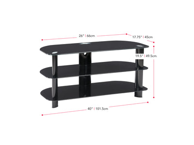 black Glass TV Stand for TVs up to 48" Laguna Collection measurements diagram  by CorLiving#color_black