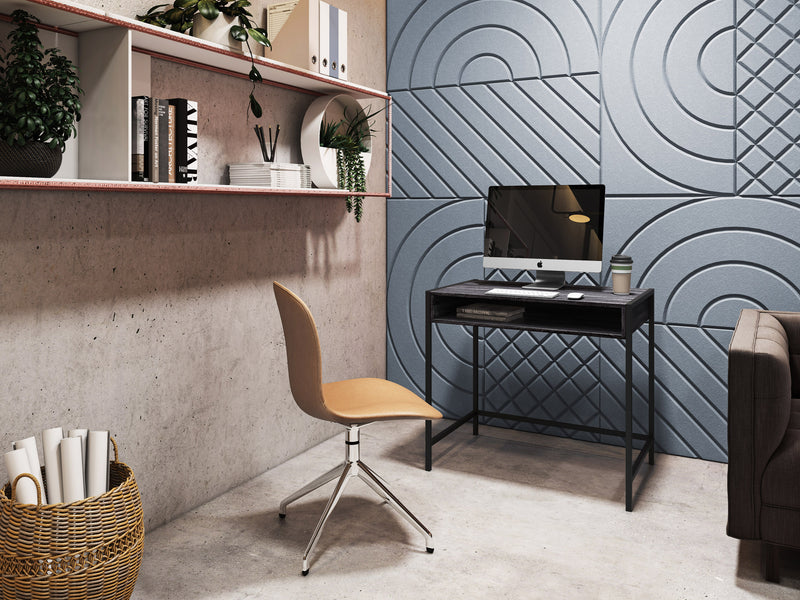 dark grey and black Desk with Storage Rayne Collection lifestyle scene by CorLiving