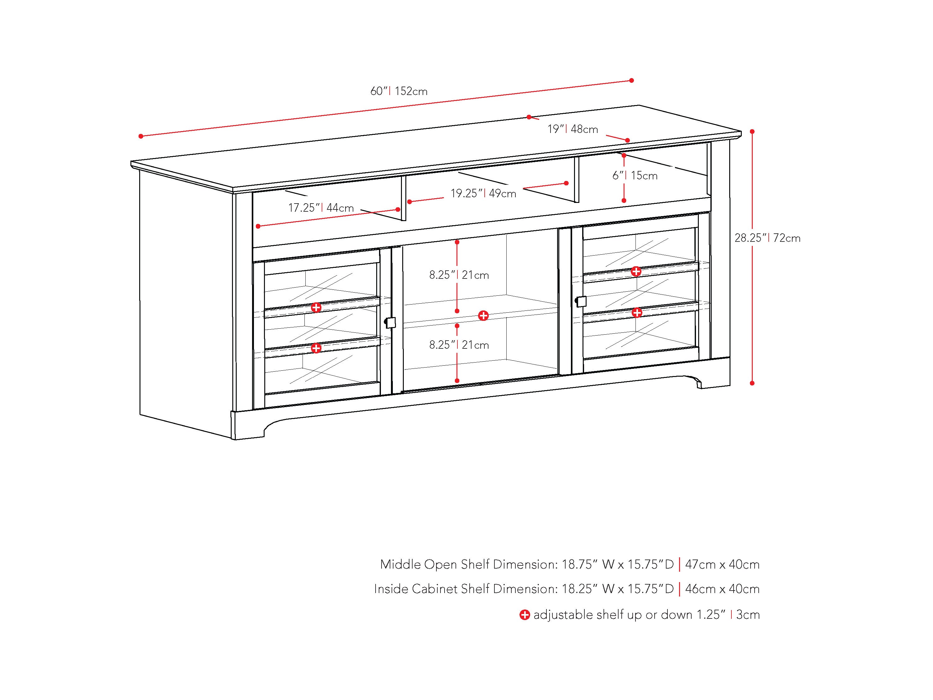 Espresso TV Bench, TVs up to 68"