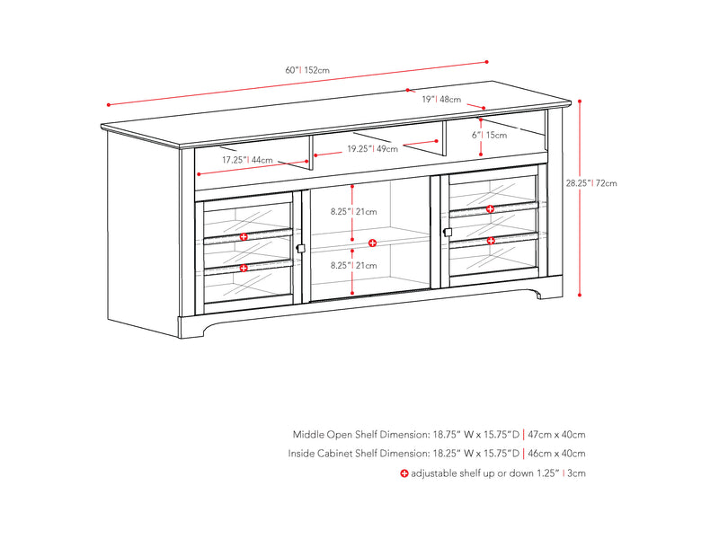 Espresso TV Bench, TVs up to 68"