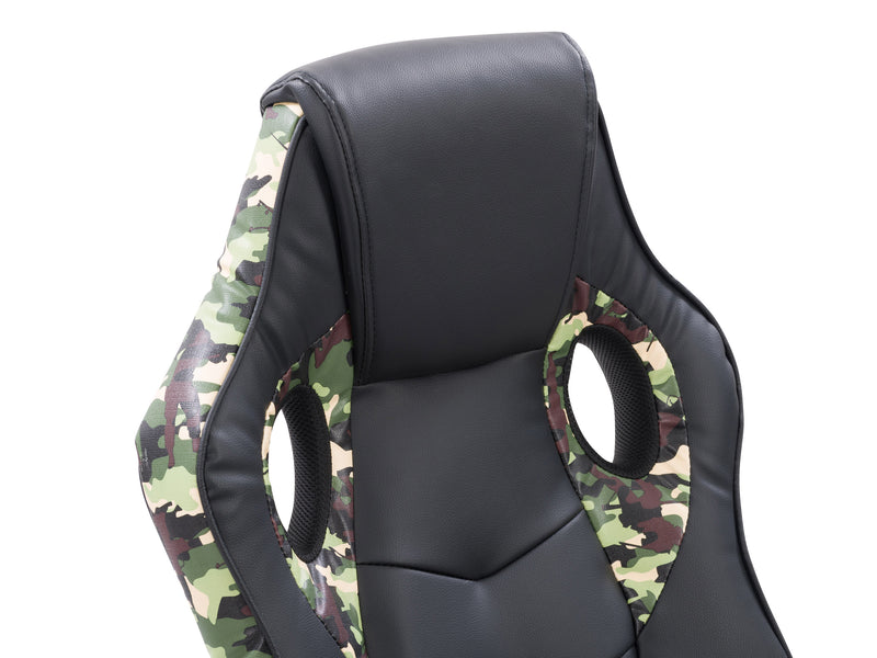 black and camo Gaming Chair with Wheels Mad Dog Collection detail image by CorLiving