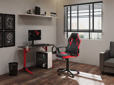 black and red Gaming Chair with Wheels Mad Dog Collection lifestyle scene by CorLiving#color_black-and-red