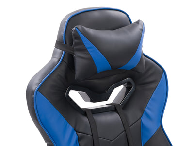 black and blue Gaming Chair with Footrest Doom Collection detail image by CorLiving#color_black-and-blue