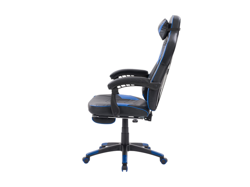black and blue Gaming Chair with Footrest Doom Collection product image by CorLiving