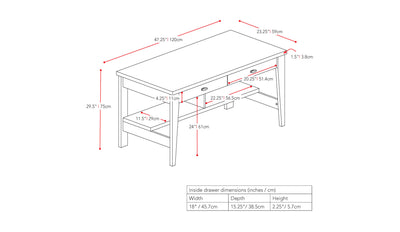 black Dark Wood Desk Folio Collection measurements diagram by CorLiving#color_black