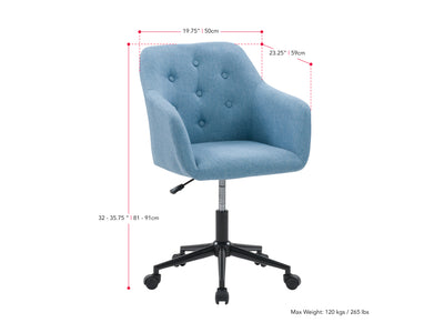 light blue Task Chair with Arms Natasha Collection measurements diagram by CorLiving#color_light-blue